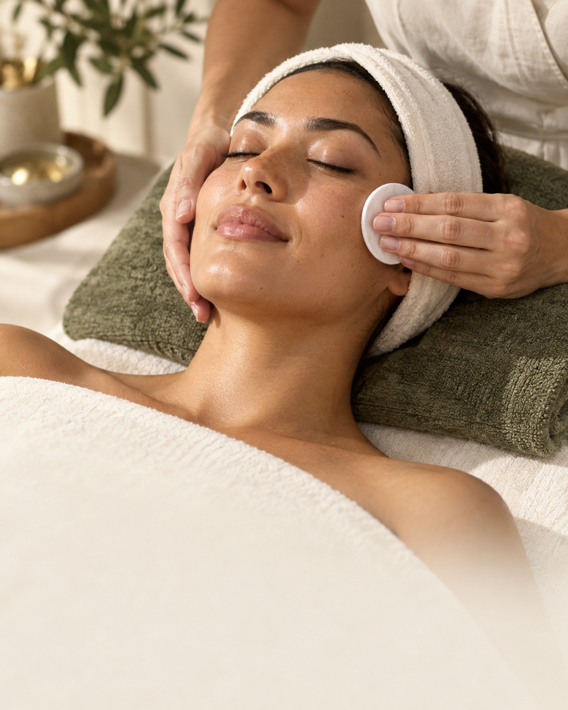 Relaxing facial treatment at the fictional Luma skincare studio